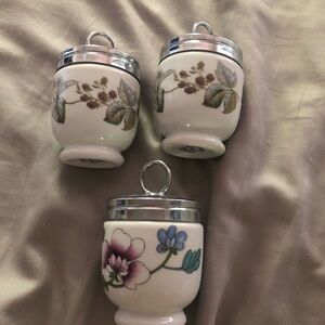 Vintage Royal Worcester Porcelain Egg Coddlers Set of 3 Lavinia Blackberry UK
